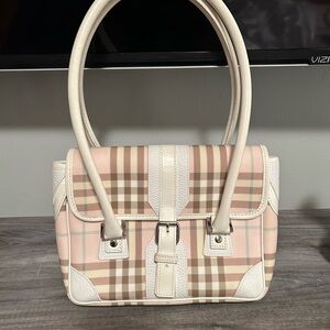 Burberry Pink and Cream Checkered Handbag